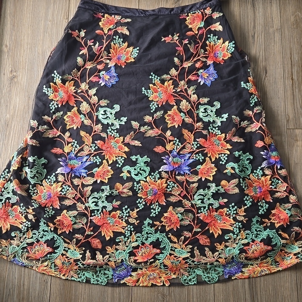Soft Surroundings Floral Embroidered Maxi Skirt